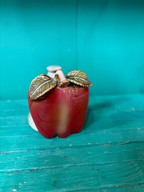 Ceramic Red Apple Decorative Paper Towel Holder with Leaf Accent